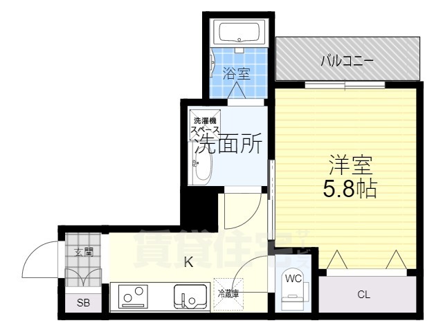 京都市伏見区深草大亀谷西寺町のアパートの間取り