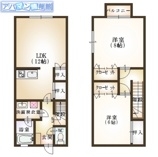 【新潟市西区善久のアパートの間取り】