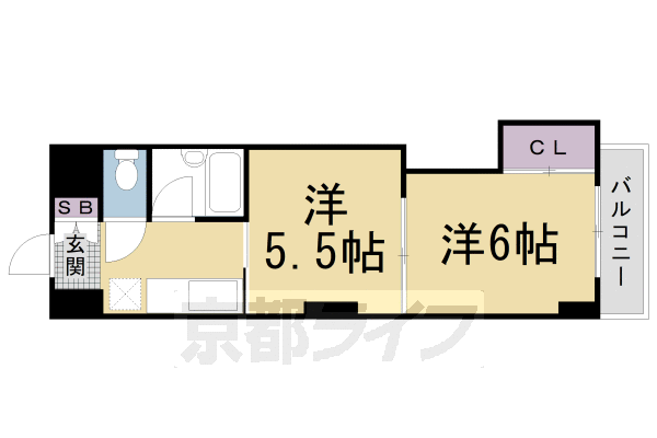 京都市右京区西院西今田町のマンションの間取り