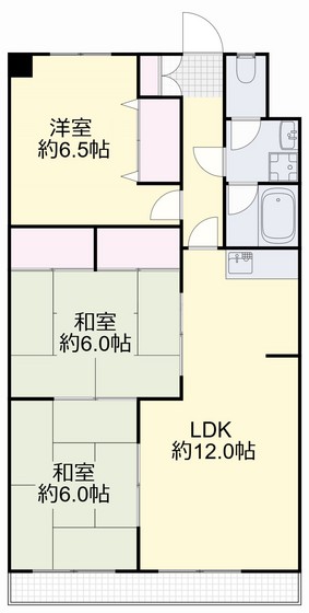 岡山市中区関のマンションの間取り