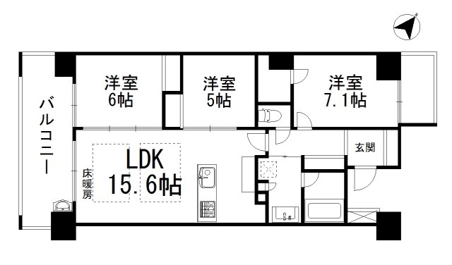 兵庫県芦屋市川西町（マンション）の賃貸物件の間取り