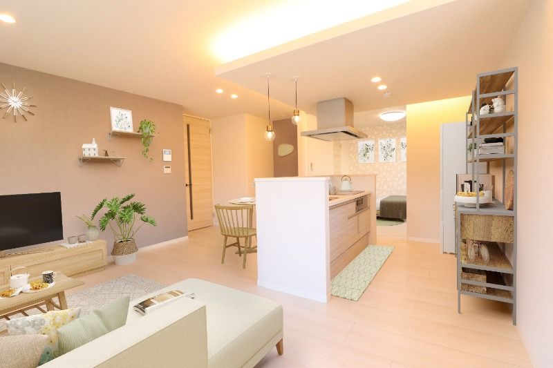 居室・リビング　ＣＧ画像の為実際は家具・家電の設置無し。