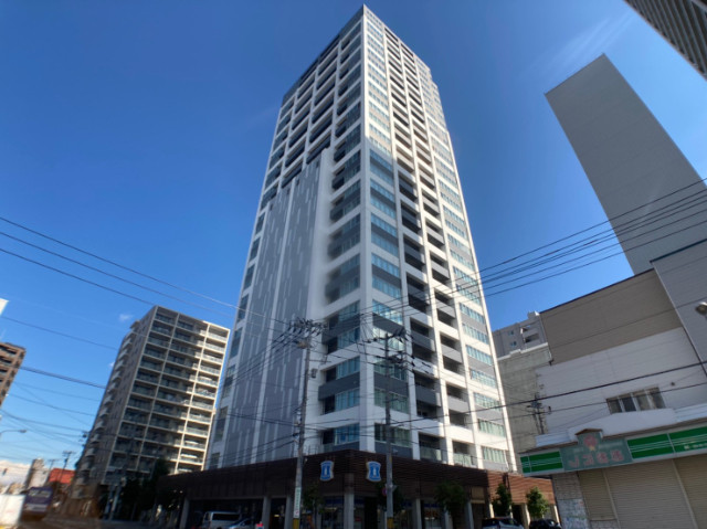 建物外観　札幌市中央区南３条東「ラフィネタワー札幌南３条」