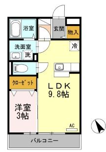 福山市港町のアパートの間取り