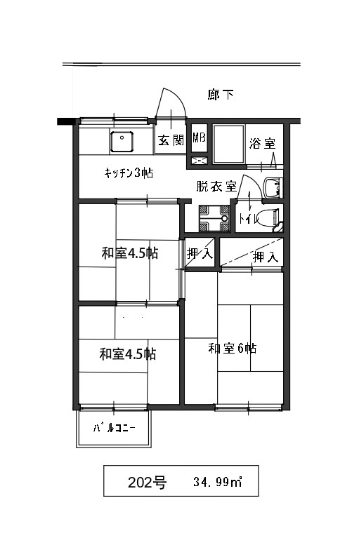 朝長ハイツの間取り