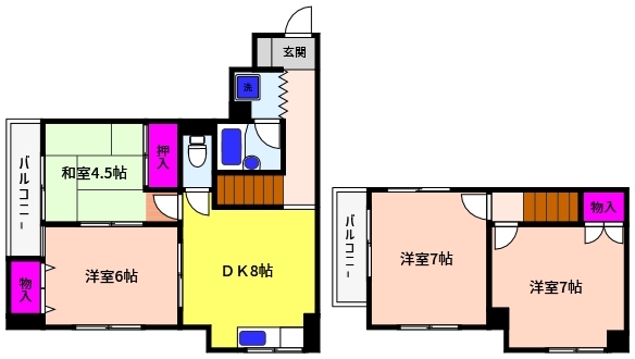 神戸市東灘区御影本町のマンションの間取り