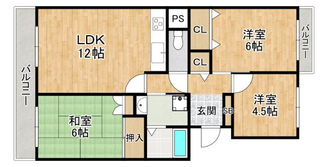 箕面市小野原東のマンションの間取り