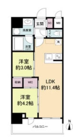 大阪市北区西天満のマンションの間取り