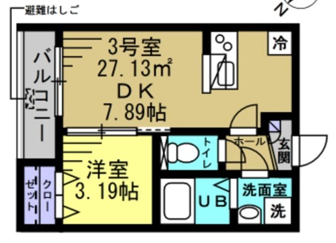 流山市鰭ケ崎のアパートの間取り