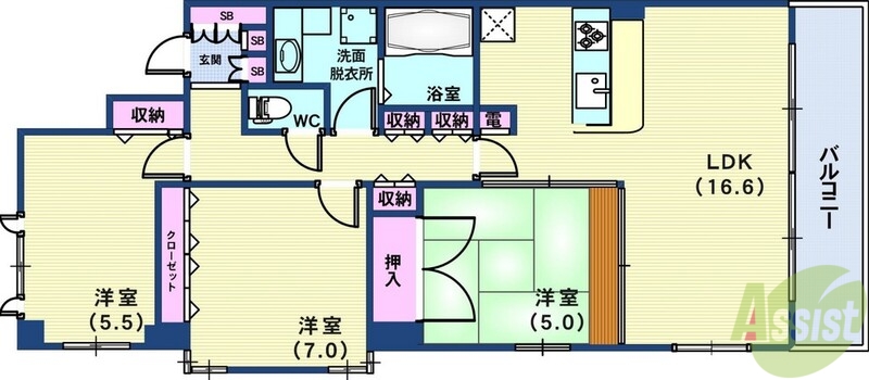 アーバネックス三宮磯辺通の間取り