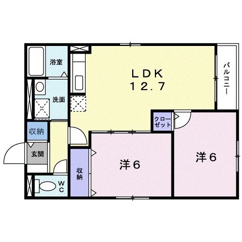 札幌市北区新琴似十二条のアパートの間取り