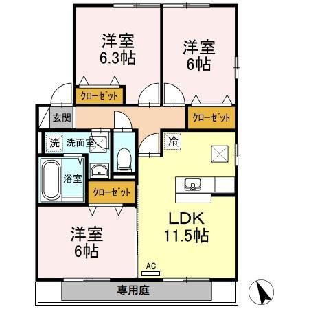 【リビングタウン岩国　F棟の間取り】