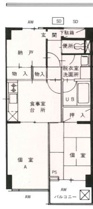 小平市小川東町のマンションの間取り