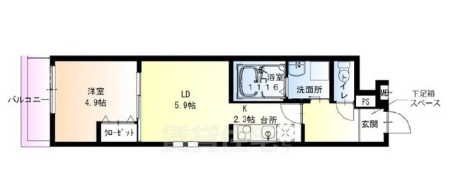 西宮市川西町のアパートの間取り