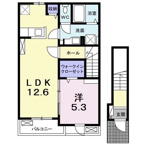 御所市大字東辻のアパートの間取り