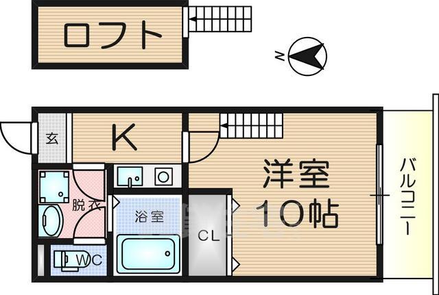 東大阪市池之端町のアパートの間取り