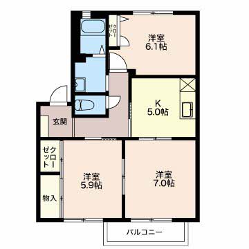 サンパティーク　B101の間取り