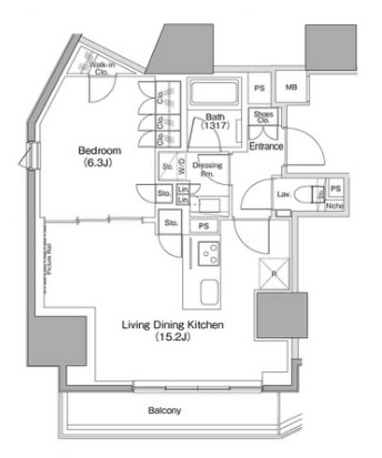 港区六本木のマンションの間取り