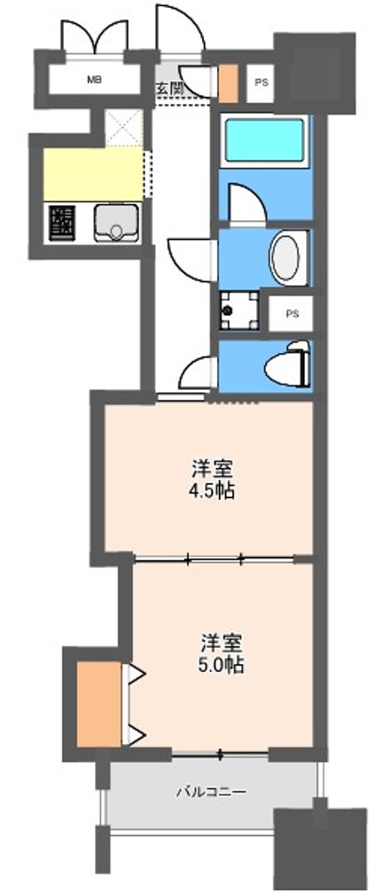 横浜市中区扇町のマンションの間取り