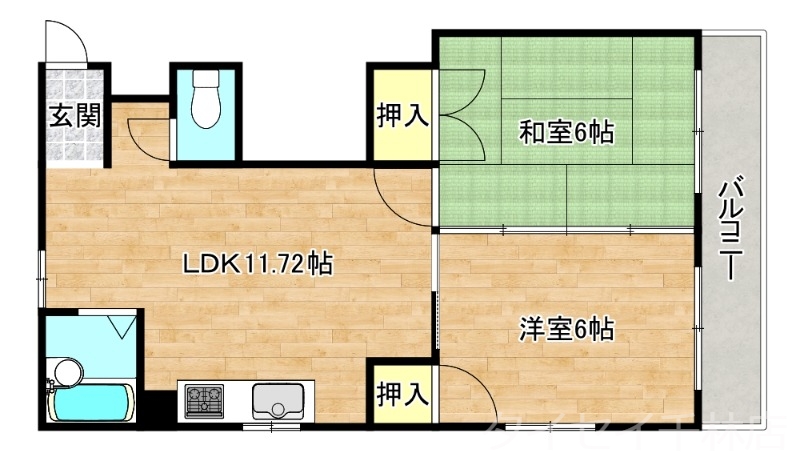 守口市文園町のマンションの間取り