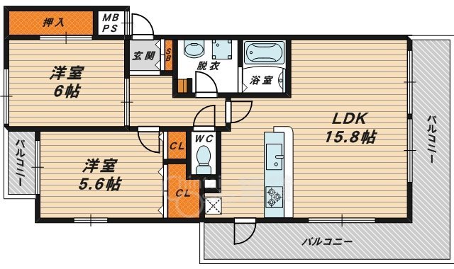 大阪市城東区今福東のマンションの間取り