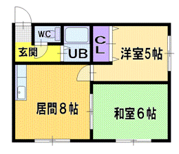 札幌市清田区北野二条のアパートの間取り