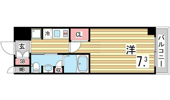 エステムプラザ神戸水木通グランクロスの間取り