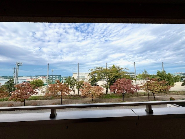 眺望　建物前に遊歩道、小学校あり