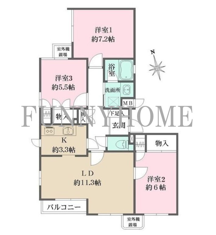 京王線 下高井戸駅 徒歩6分 3階建 築43年の間取り写真