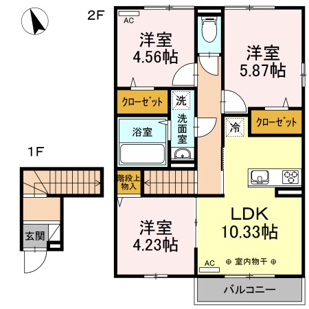 前橋市下大島町のアパートの間取り