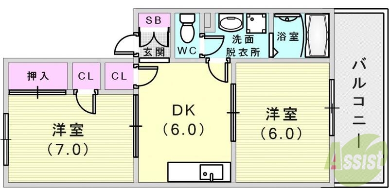 【大倉山ハイツA棟の間取り】