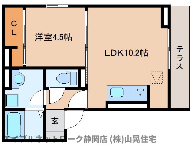 静岡市葵区三番町のアパートの間取り