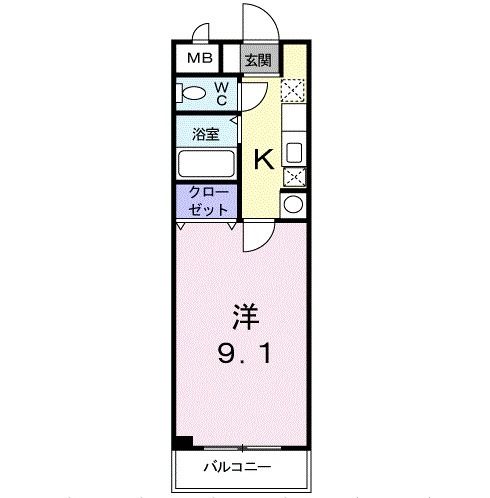 京都市左京区岩倉中河原町のアパートの間取り