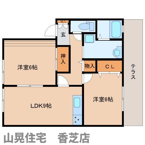 香芝市下田西のアパートの間取り