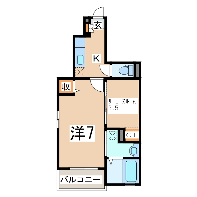 熊本県熊本市東区月出７（アパート）の賃貸物件の間取り