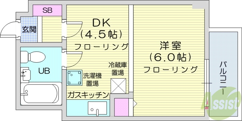 札幌市北区北十二条西のマンションの間取り