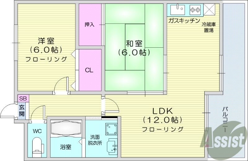 【多賀城市留ケ谷のアパートの間取り】