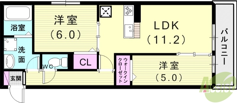 神戸市西区北別府のアパートの間取り