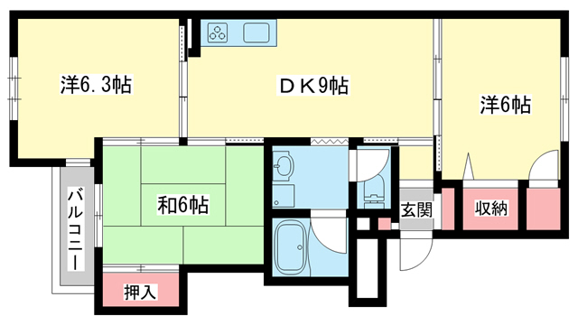 大和郡山市洞泉寺町のマンションの間取り