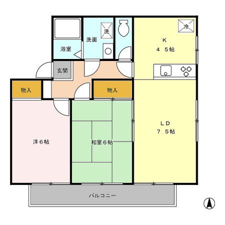 上尾市五番町のアパートの間取り