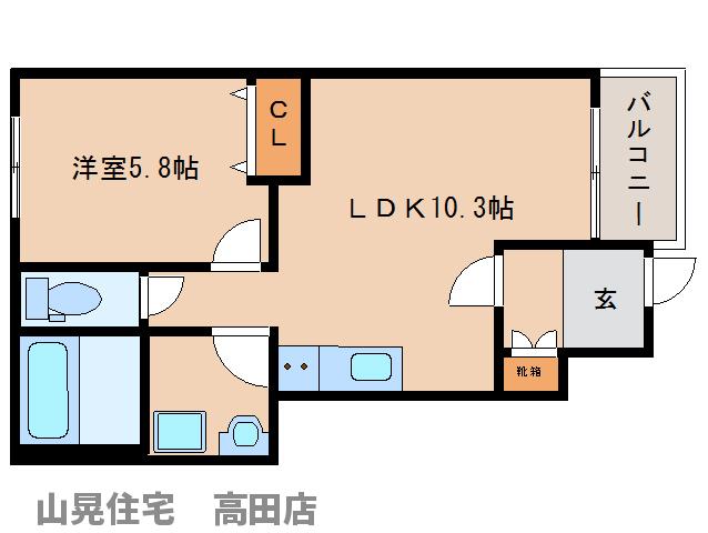 大和高田市大字池田のアパートの間取り