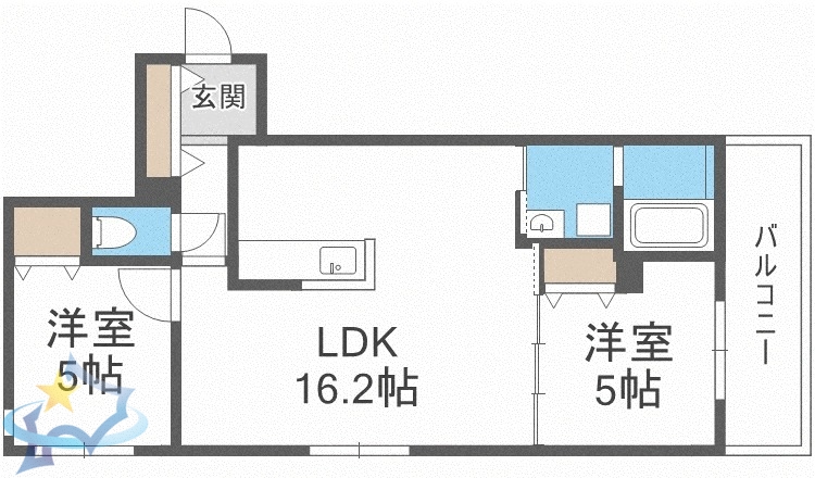 札幌市中央区南二十二条西のマンションの間取り