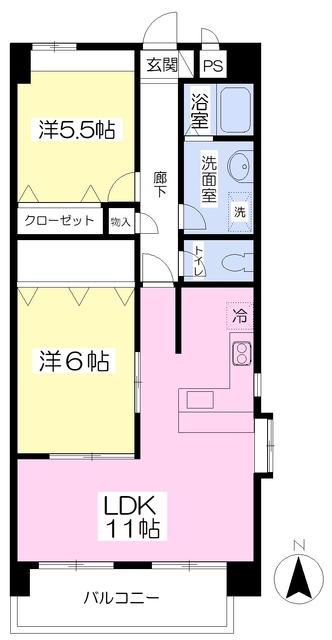 松山市永木町のマンションの間取り