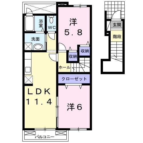 北九州市若松区中畑町のアパートの間取り