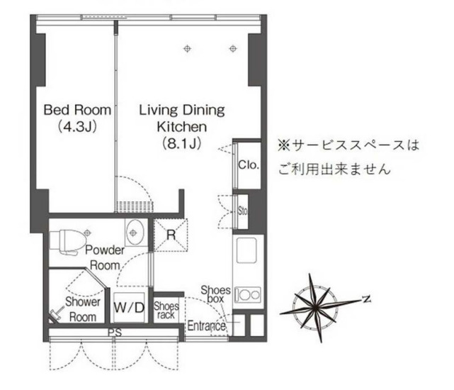 港区港南のマンションの間取り