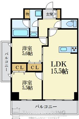 福岡市東区箱崎ふ頭のマンションの間取り