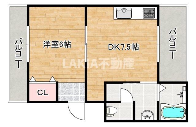 大阪市阿倍野区北畠のマンションの間取り