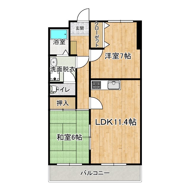 高知市介良のマンションの間取り