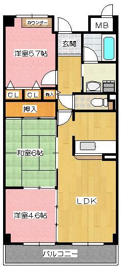 茨木市春日のマンションの間取り