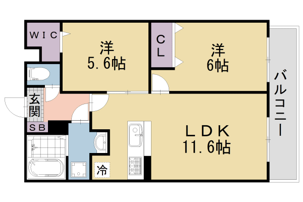 【京都市伏見区深草極楽町のマンションの間取り】